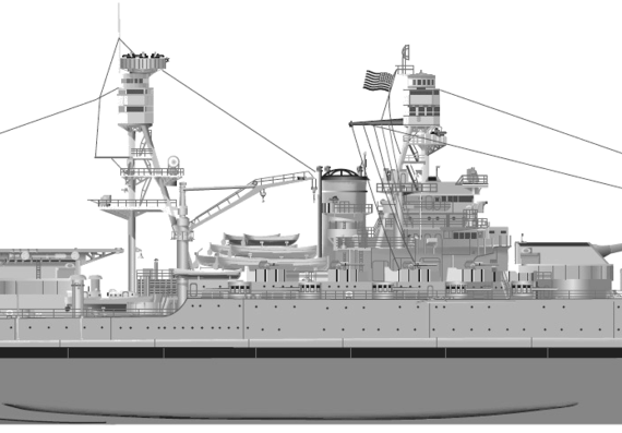Боевой корабль USS BB-39 Arizona [Battleship] (1941) - чертежи, габариты, рисунки